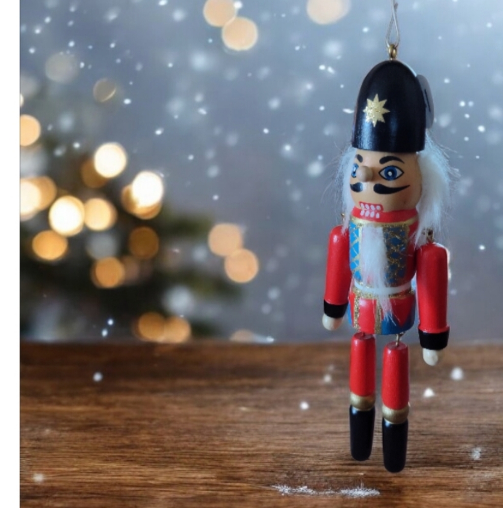 Festive Red Nutcracker Wooden Toy Soldier Ornament 7" X 3" Holiday Tree